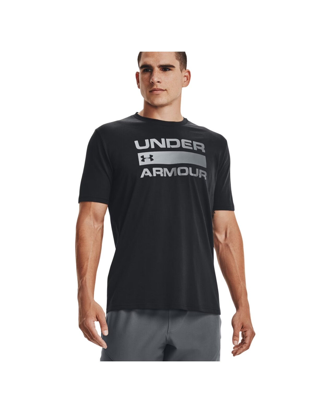 Under Armour Team Issue Wordmark SS vyriški marškinėliai juodi 1329582 001 Under Armour Team Issue Wordmark SS vyriški marškinėliai juodi 1329582 001