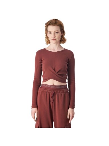 Champion Moteriški Crewneck Croptop marškinėliai rudi 117435 MS524