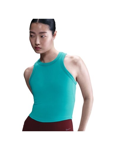 Nike Dri-Fit One Fitted Crop marškiniai moterims turkio spalvos FN2806 345