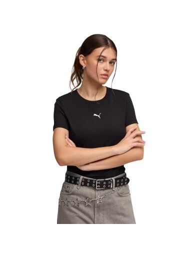 Moteriški marškinėliai Puma Ess Centered Cat Logo Tee juodi 692916 01