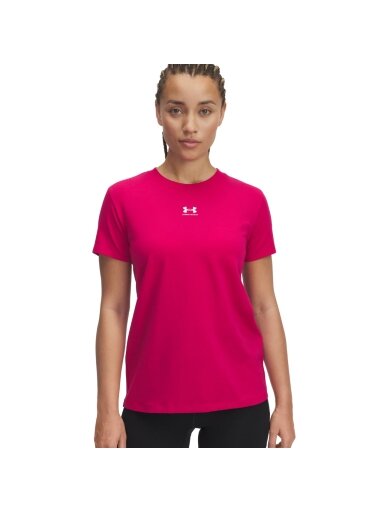 Under Armour Rival Core SS marškiniai moterims fuksija