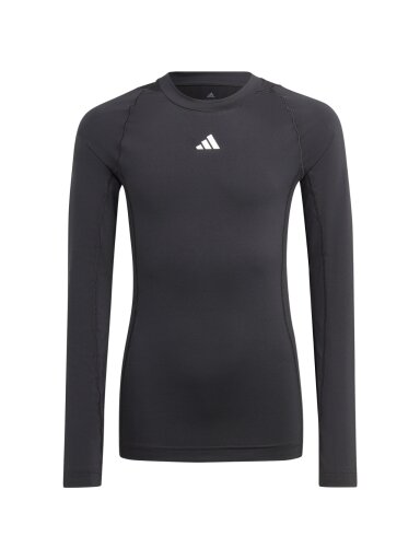 Vaikiški marškinėliai Adidas Techfit Aeroready marškinėliai ilgomis rankovėmis juodi IA2025