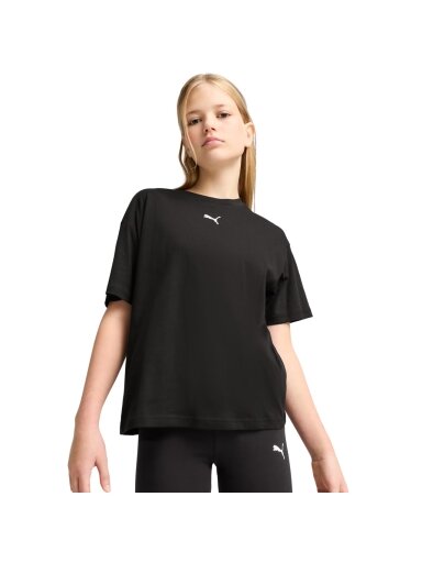 Vaikiški marškinėliai Puma Ess Centered Cat Logo Boxy Tee juoda 685131 01