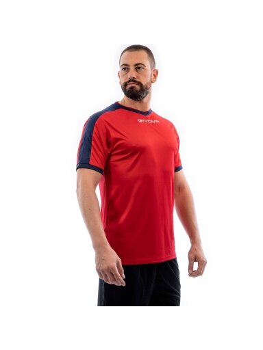 Givova Revolution Interlock marškinėliai raudoni ir tamsiai mėlyni MAC04 1204