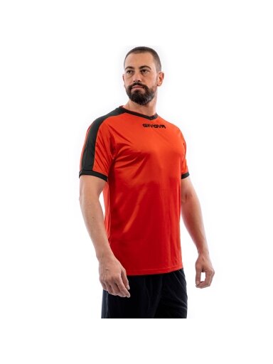 Givova Revolution Interlock marškinėliai oranžinės-juodos spalvos MAC04 0110
