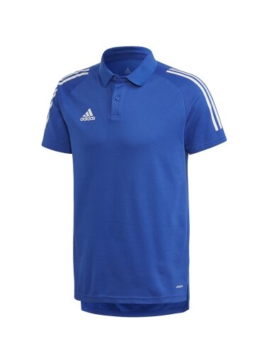 Adidas Condivo 20 Polo vyriški marškinėliai mėlynos ir baltos spalvos ED9237