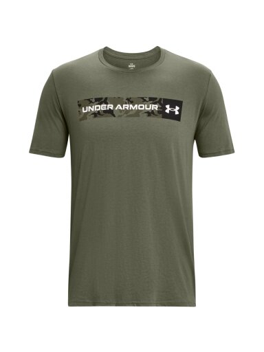 Under Armour Camo Chest Stripe vyriški chaki marškinėliai 1376830 390