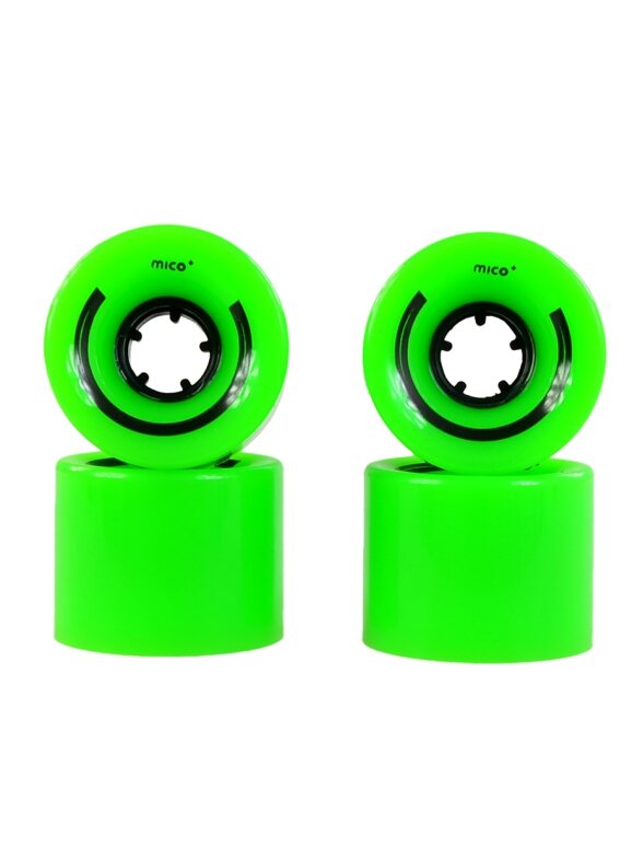 Mico ratukai plastikinei riedlentei 60x45mm, 4 vnt, žalia Mico ratukai plastikinei riedlentei 60x45mm, 4 vnt, žalia