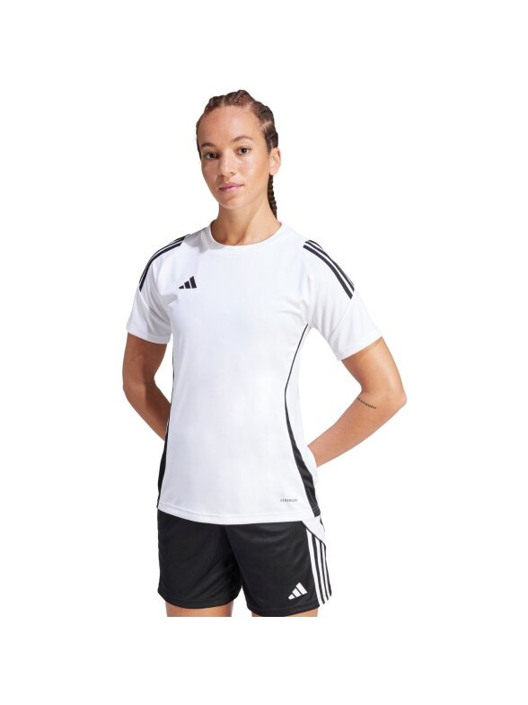 Adidas Tiro 24 Moteriški marškinėliai, balti ir juodi IS1024 Adidas Tiro 24 Moteriški marškinėliai, balti ir juodi IS1024