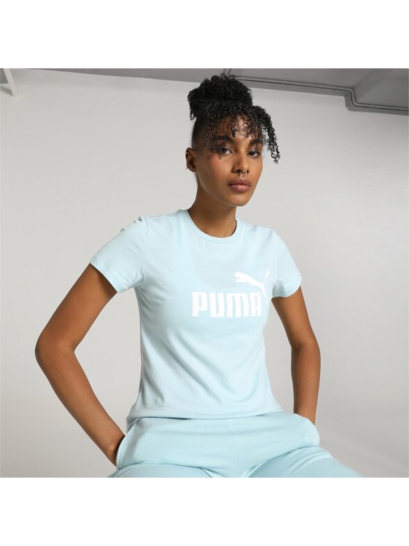 Puma ESS Logo Tee moteriški marškinėliai, mėlyni 586775 25 2 Puma ESS Logo Tee moteriški marškinėliai, mėlyni 586775 25 2