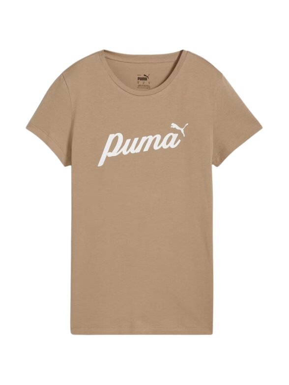 Puma ESS+Script moteriški marškinėliai smėlio spalvos 679315 67 Puma ESS+Script moteriški marškinėliai smėlio spalvos 679315 67