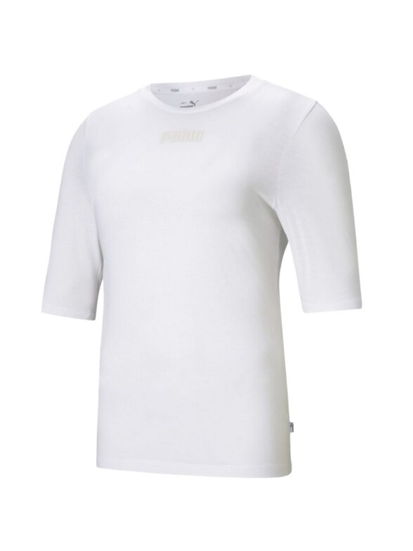 Puma Modern Basics Tee moteriški marškinėliai balti 585929 02 Puma Modern Basics Tee moteriški marškinėliai balti 585929 02