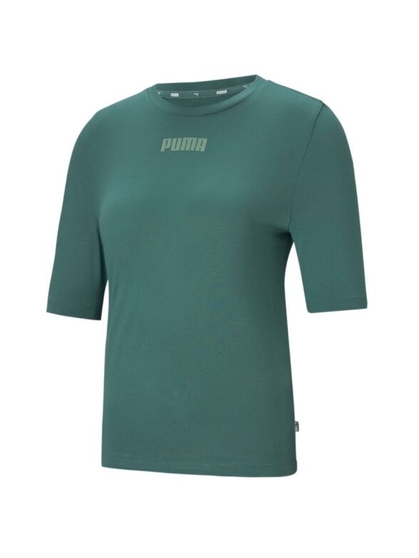 Puma Modern Basics Tee Cloud moteriški marškinėliai žali 585929 45 Puma Modern Basics Tee Cloud moteriški marškinėliai žali 585929 45