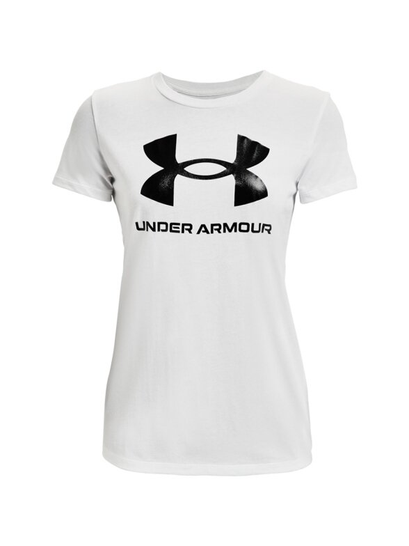 Under Armour Live Sportstyle Graphic moteriški marškinėliai balti SSC 1356305 102 Under Armour Live Sportstyle Graphic moteriški marškinėliai balti SSC 1356305 102