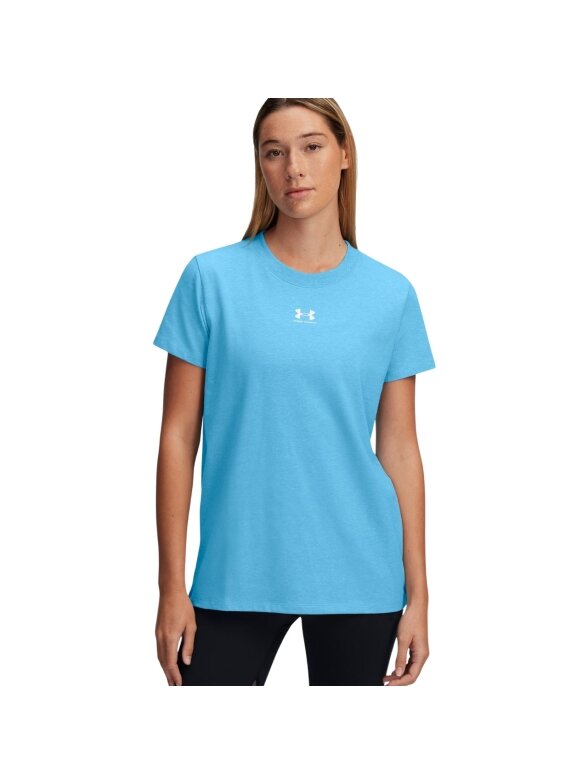 Under Armour moterims Rival Core SS marškinėliai šviesiai mėlyni Under Armour moterims Rival Core SS marškinėliai šviesiai mėlyni