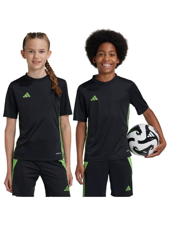 Adidas vaikiški marškinėliai Stalas 23 Džersis juodos ir laimo spalvos JJ1155