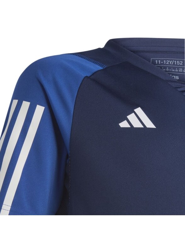 Adidas Tiro 23 Competition Jersey vaikiški marškinėliai, tamsiai mėlyni HK7639 2 Adidas Tiro 23 Competition Jersey vaikiški marškinėliai, tamsiai mėlyni HK7639 2