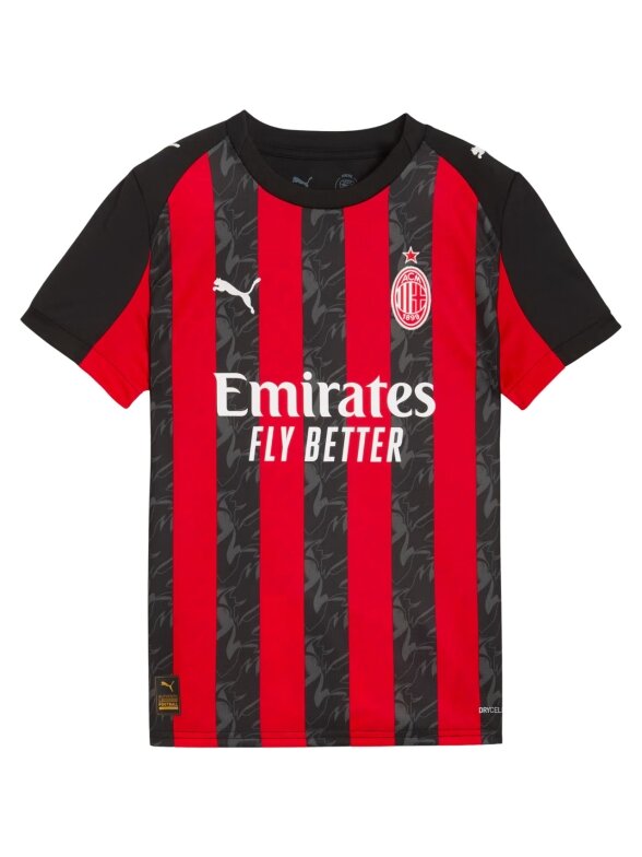 Puma AC Milan Home Jersey Replica vaikiški marškinėliai juodi ir raudoni 779965 01 Puma AC Milan Home Jersey Replica vaikiški marškinėliai juodi ir raudoni 779965 01