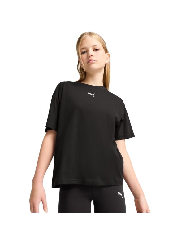 Vaikiški marškinėliai Puma Ess Centered Cat Logo Boxy Tee juoda 685131 01 Vaikiški marškinėliai Puma Ess Centered Cat Logo Boxy Tee juoda 685131 01