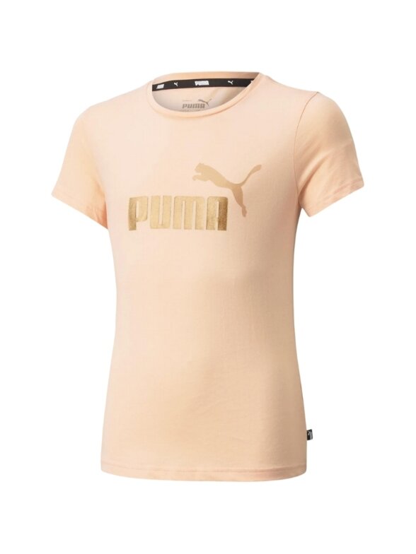 Puma ESS+ Logo Tee vaikiški marškinėliai, persikų 587041 91 Puma ESS+ Logo Tee vaikiški marškinėliai, persikų 587041 91