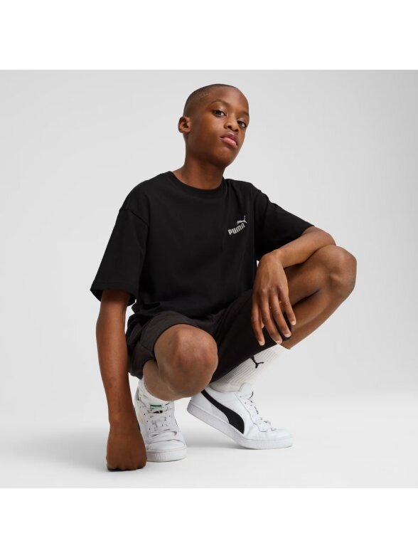 Puma ESS Small No.1 Logo Relaxed Tee marškinėliai vaikams juodi 4