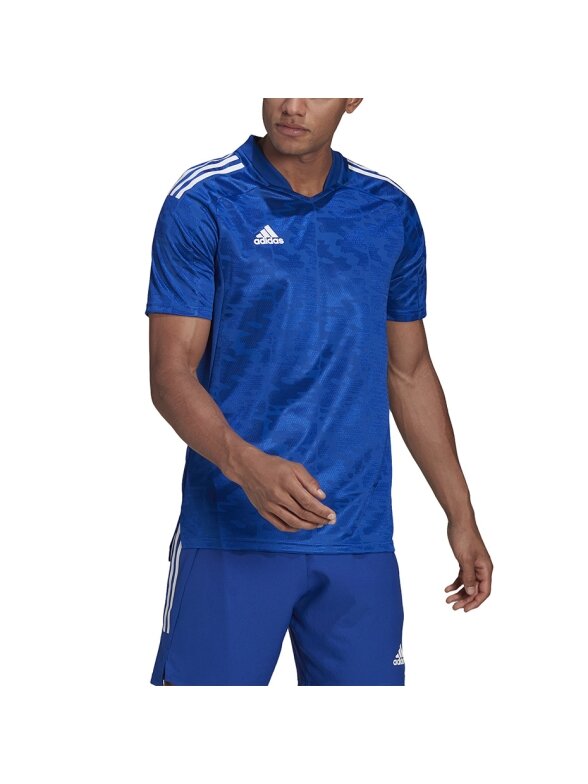 Adidas Condivo 21 Primeblue Jersey vyriški marškinėliai, mėlyni GF3357 2 Adidas Condivo 21 Primeblue Jersey vyriški marškinėliai, mėlyni GF3357 2