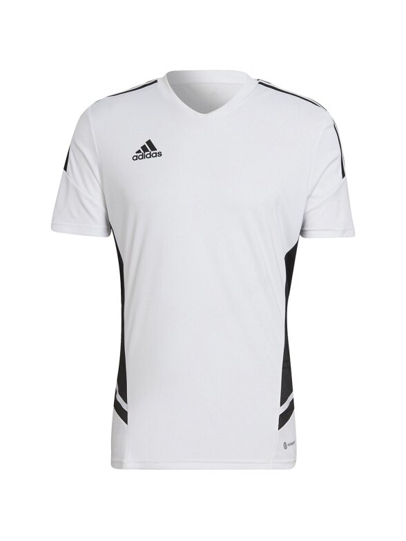 Vyriški marškinėliai Adidas Condivo 22 Jersey V formos iškirptė balta ir juoda HA6290 Vyriški marškinėliai Adidas Condivo 22 Jersey V formos iškirptė balta ir juoda HA6290