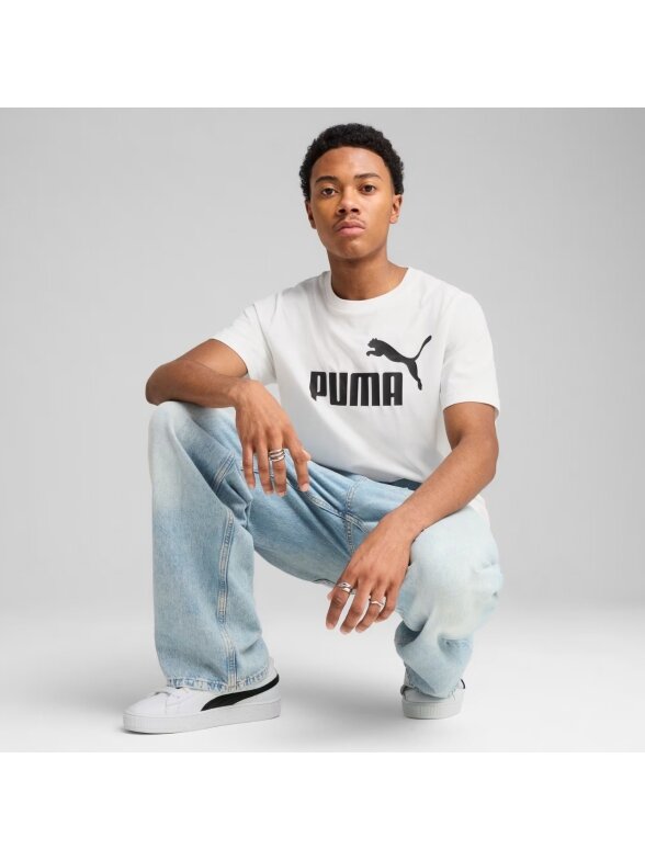 Puma Ess No.1 Logo Tee marškinėliai vyrams balti 682532 02 4 Puma Ess No.1 Logo Tee marškinėliai vyrams balti 682532 02 4