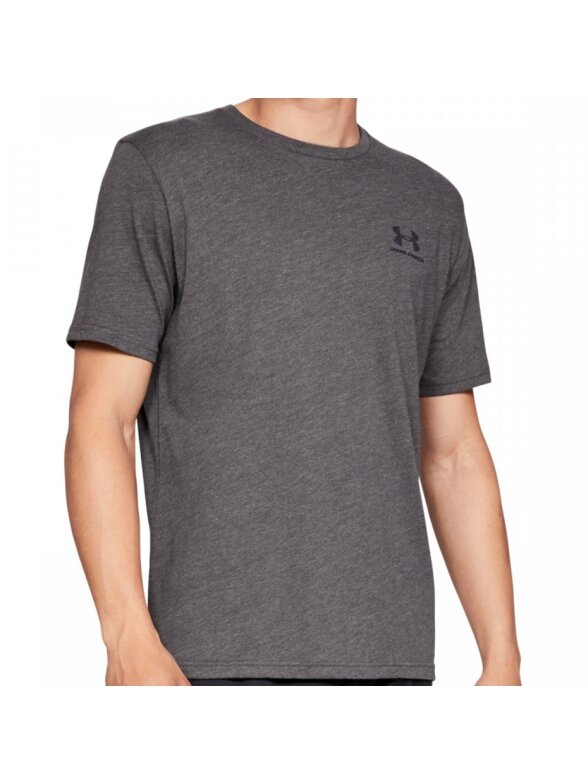 Vyriški marškinėliai Under Armour Sportstyle kairėje krūtinėje SS tamsiai pilka 1326799 019 1
