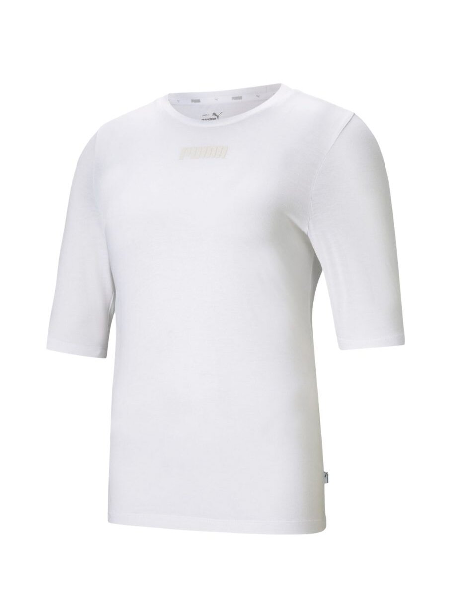 Puma Modern Basics Tee moteriški marškinėliai balti 585929 02 Puma Modern Basics Tee moteriški marškinėliai balti 585929 02