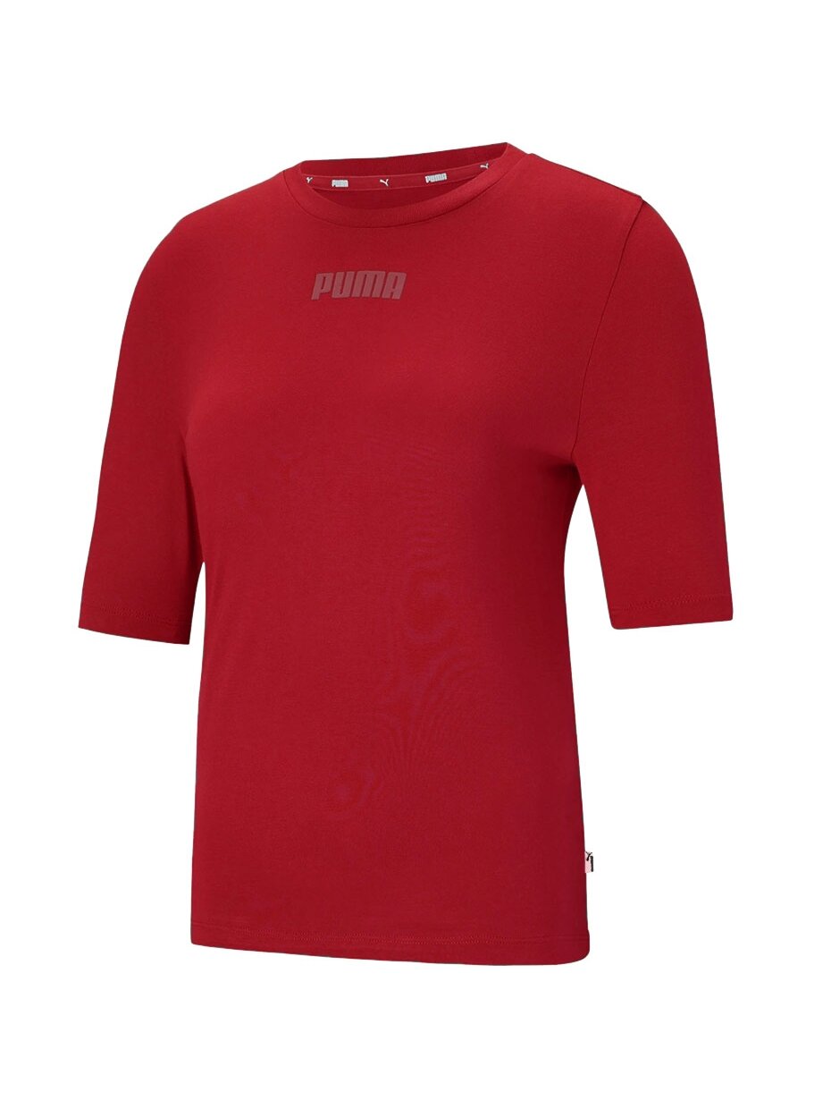 Puma Modern Basics Tee moteriški marškinėliai raudoni 585929 22 Puma Modern Basics Tee moteriški marškinėliai raudoni 585929 22