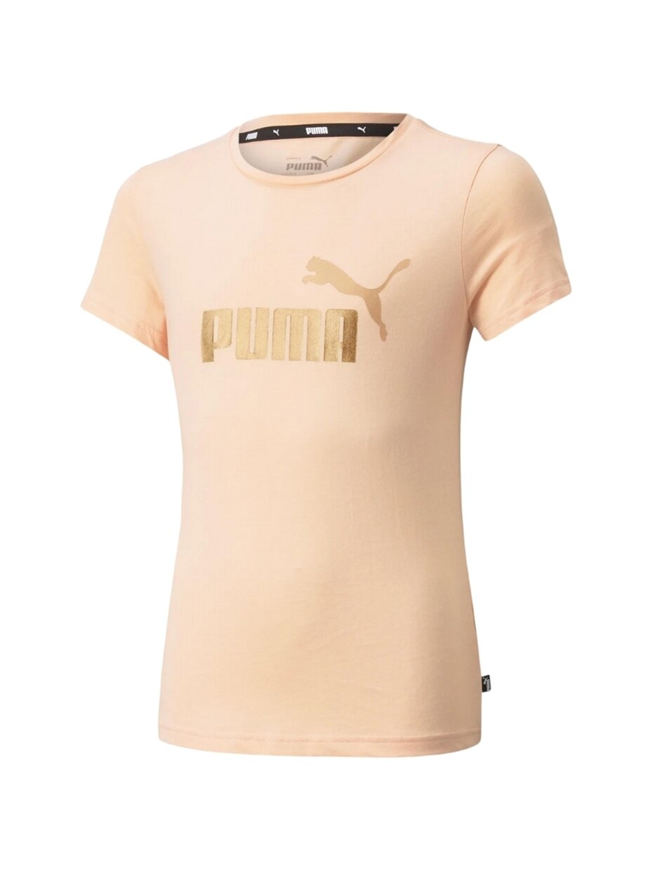 Puma ESS+ Logo Tee vaikiški marškinėliai, persikų 587041 91 Puma ESS+ Logo Tee vaikiški marškinėliai, persikų 587041 91