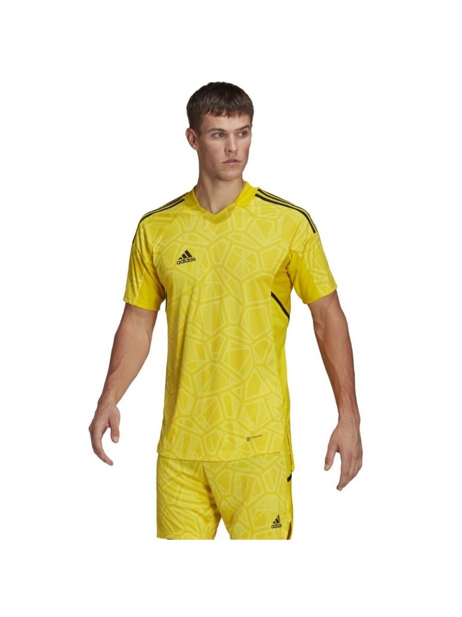 Adidas Condivo 22 Vartininko megztinis trumpomis rankovėmis vyriški marškinėliai, geltoni HF0138 2 Adidas Condivo 22 Vartininko megztinis trumpomis rankovėmis vyriški marškinėliai, geltoni HF0138 2