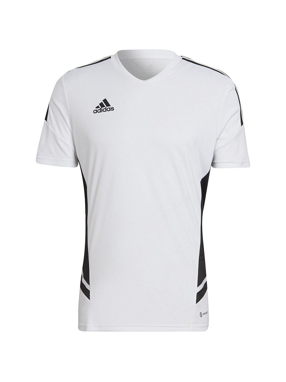 Vyriški marškinėliai Adidas Condivo 22 Jersey V formos iškirptė balta ir juoda HA6290 Vyriški marškinėliai Adidas Condivo 22 Jersey V formos iškirptė balta ir juoda HA6290