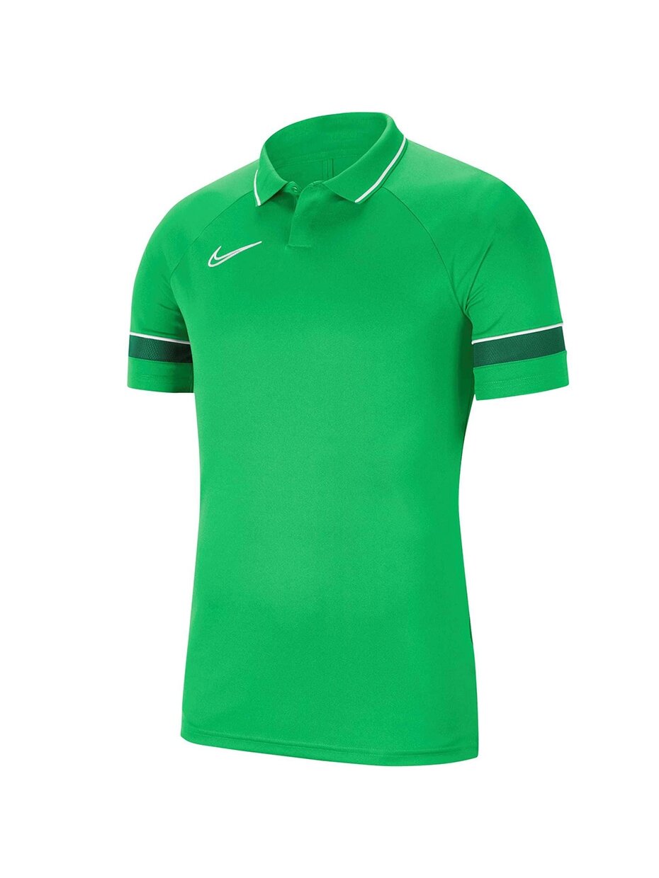 Nike DF Academy 21 Polo SS vyriški marškinėliai, žali CW6104 362 Nike DF Academy 21 Polo SS vyriški marškinėliai, žali CW6104 362