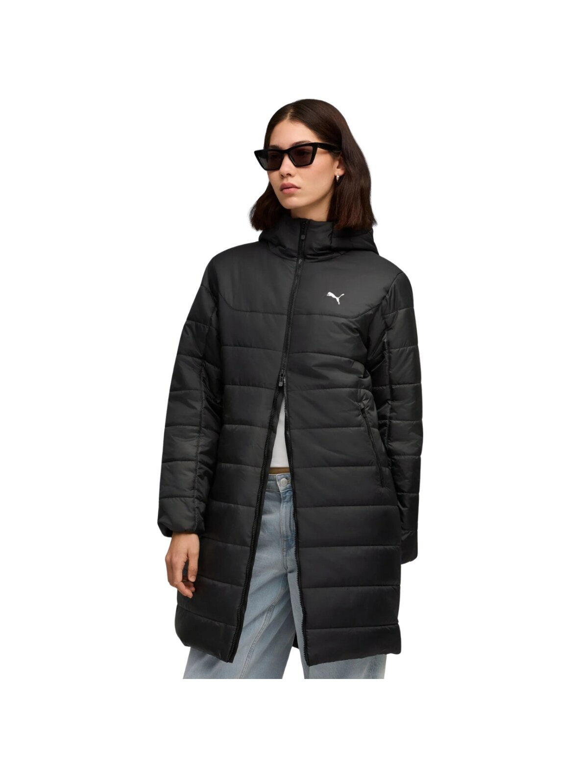 Puma moterims juoda pūkuota parka su kapišonu ESS 685232 01
