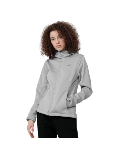 Moteriška 4F softshell striukė šalta šviesiai pilka melanžinė H4Z22 SFD350 27M