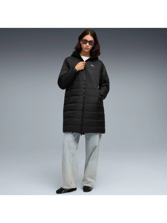 Puma moterims juoda pūkuota parka su kapišonu ESS 685232 01 4