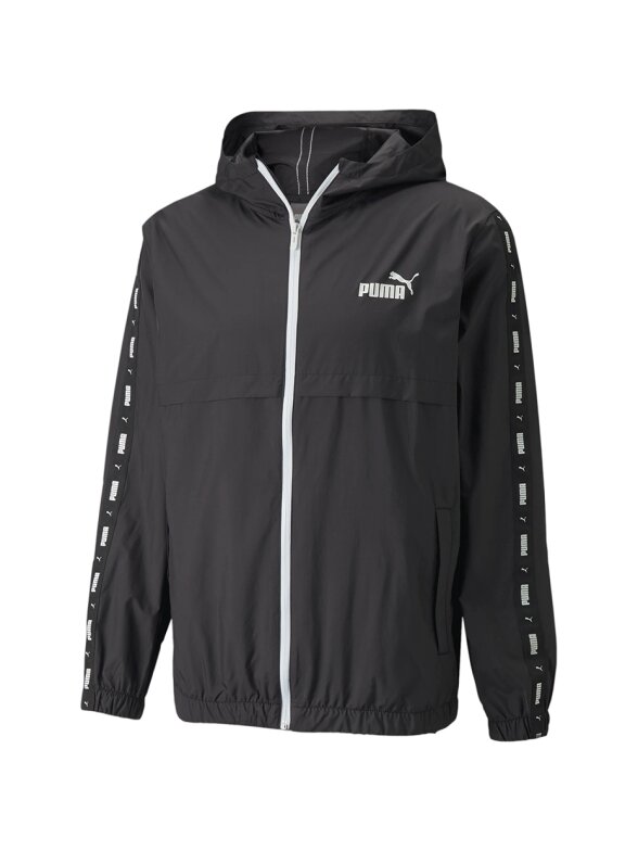 Puma ESS+TAPE Windbreaker vyriška striukė juoda 847477 01 Puma ESS+TAPE Windbreaker vyriška striukė juoda 847477 01