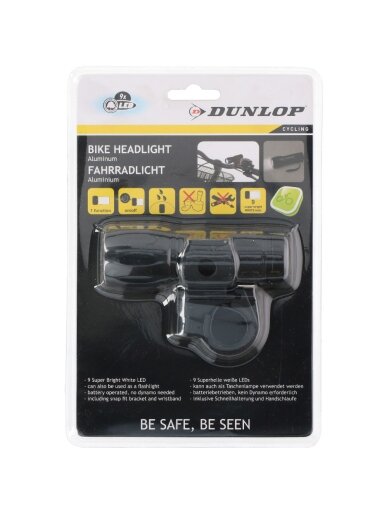 Dunlop Bike Headlight priekinis dviračio žibintas, baltas, 9 LED 41688-416885
