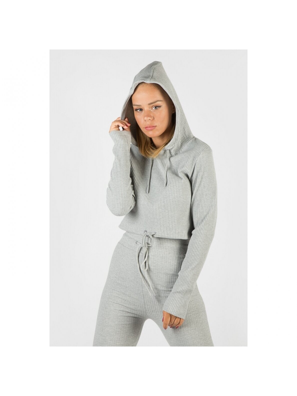 Maraton džemperis moterims su gobtuvu 18363 šv.pilkas 1