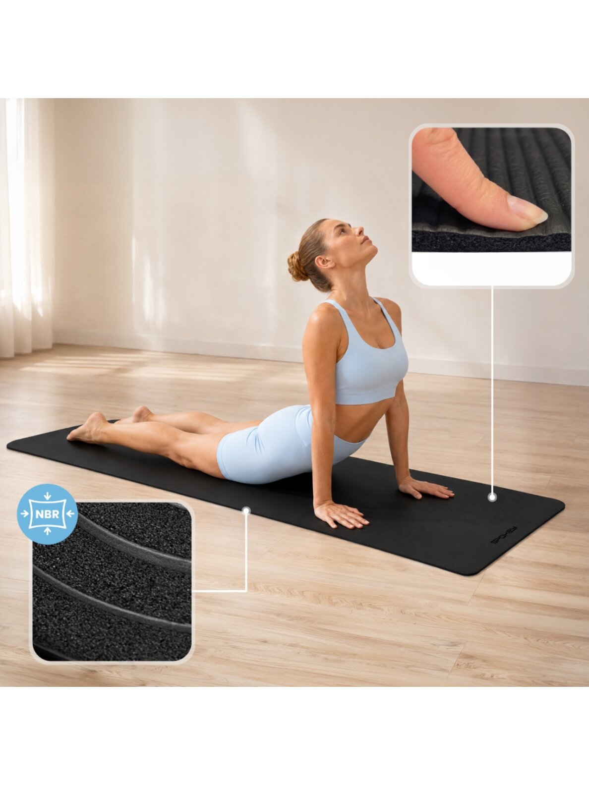 Spokey Softmat mankštos kilimėlis 183×61x1 cm juodas 944041 7