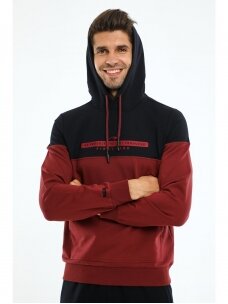 Maraton džemperis vyrams su gobtuvu 20236 juodas / bordinis