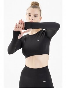 Maraton marškinėliai moterims ilgomis rankovėmis16005 juoda