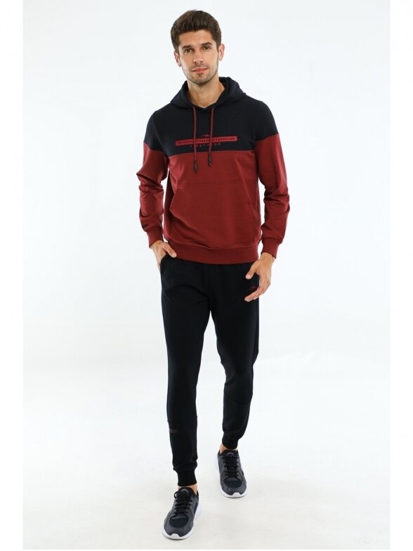 Maraton džemperis vyrams su gobtuvu 20236 juodas / bordinis 3