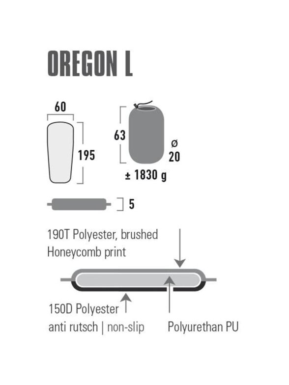 Savaime prisipučiantis kilimėlis High Peak Oregon L 195x60x5 žalias 41125 5 Savaime prisipučiantis kilimėlis High Peak Oregon L 195x60x5 žalias 41125 5
