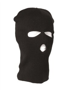 MIL-TEC trijų skylių drobinė balaclava 12114002 juoda