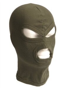 MIL-TEC 3 skylių Fine-ribbed Cotton Balaklava alyvžalia