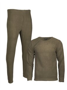 MIL-TEC Fleece apatinių rūbų komplektas su apvaliu kaklu alyvžalia