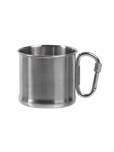 MIL-TEC 500ml nerūdijančio plieno puodelis su karabinu